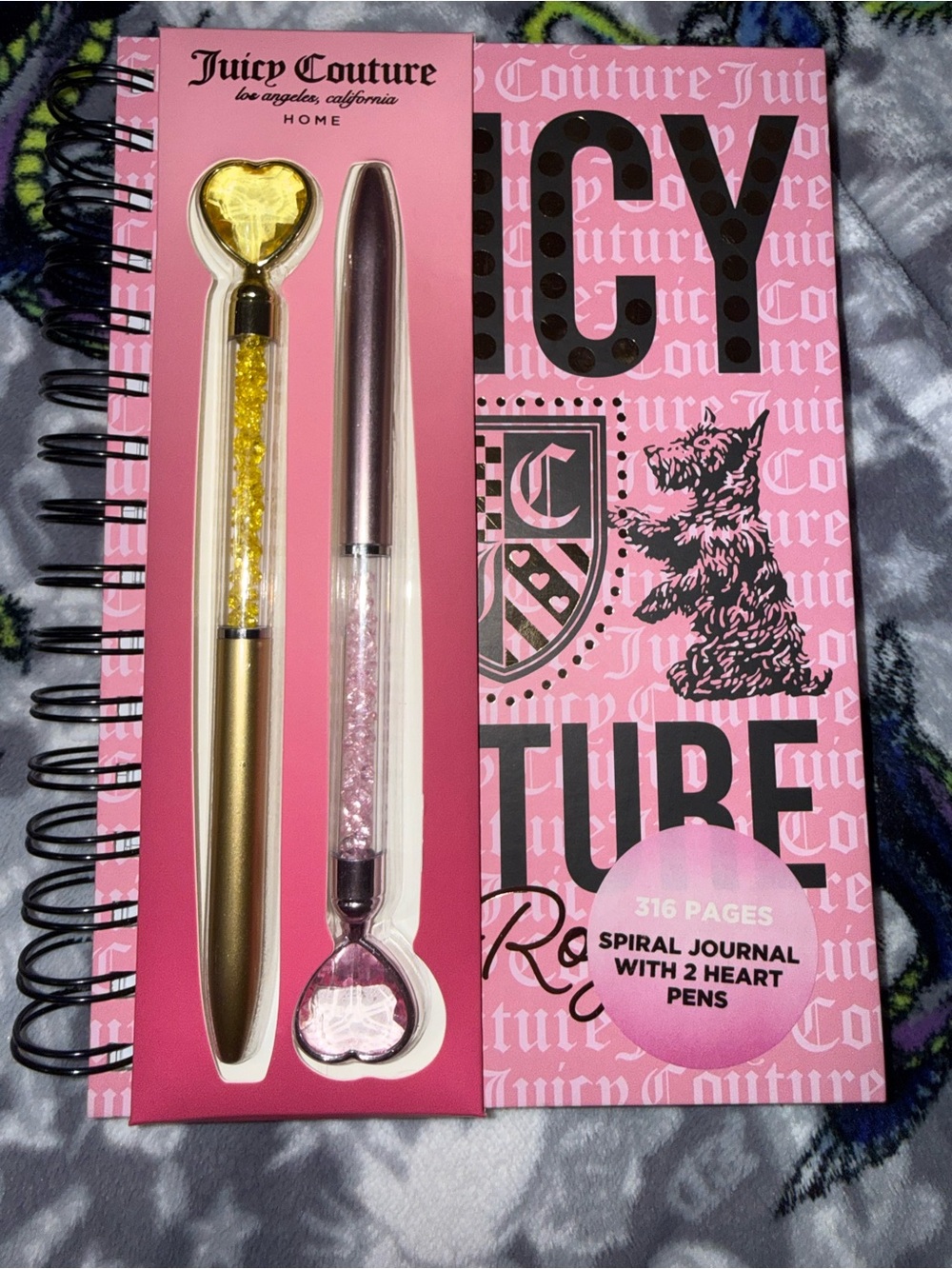 Juicy Couture Pink Heart Pen Set & Spiral Journal